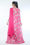 Shop_Bhumika Sharma_Fuchsia Printed Sylvia Floral Sweetheart Cape And Pre-draped Saree Set _at_Aza_Fashions