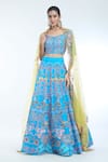 Buy_Aisha Rao_Blue Raw Silk Applique Floral Sweetheart And Embellished Lehenga Set _Online_at_Aza_Fashions