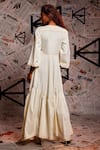 Shop_Echke_Off White 100% Cotton V Neck Flared Maxi Dress _at_Aza_Fashions