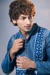 Nikita Mhaisalkar x AZA_Blue Chanderi Print Gul Geometric Kurta With Salwar 