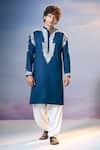 Buy_Nikita Mhaisalkar x AZA_Blue Twill Embroidery Kamdani Paisley Vine Kurta With Salwar 