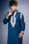 Shop_Nikita Mhaisalkar x AZA_Blue Twill Embroidery Kamdani Paisley Vine Kurta With Salwar 