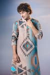 Shop_Nikita Mhaisalkar x AZA_Blue Georgette Print Tapiz Tribe Sequin Embellished Kurta With Salwar 