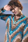 Buy_Nikita Mhaisalkar x AZA_Blue Georgette Print Mosaic Graphic Sequin Embellished Kurta With Salwar _Online