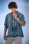 Buy_Nikita Mhaisalkar x AZA_Blue Silk Satin Print Diamond Dream Shirt With Shorts _Online