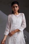 Buy_SHIKHA MALIK_White Silk Chanderi Hand Block Print Cut Work Kurta And Loka Side Tie-up Set _Online_at_Aza_Fashions