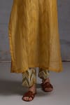 SHIKHA MALIK_Yellow Silk Chanderi Hand Block Print Zari Kurta And Udaya Detailed Pant Set _at_Aza_Fashions