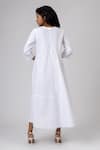 Shop_Doodlage_White Upcycled Cotton Slub Plain Round Side Pocketed Dress _at_Aza_Fashions