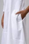 Buy_Doodlage_White Upcycled Cotton Slub Plain Round Side Pocketed Dress _Online_at_Aza_Fashions