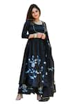 Buy_SUTI KAPDA_Black Saatan Silk Print Floral Round Anarkali Pant Set 