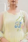 Suti Kapda_Yellow Georgette Embroidery Polo Collar Flower Bloom Print Anarkali Pant Set _at_Aza_Fashions