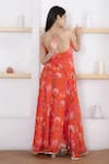 Shop_SUTI KAPDA_Orange Chiffon Printed Floral Sweetheart Maxi Dress _at_Aza_Fashions