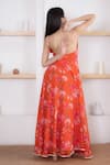 Buy_SUTI KAPDA_Orange Chiffon Printed Floral Sweetheart Maxi Dress _Online_at_Aza_Fashions