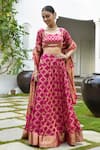 Buy_SUTI KAPDA_Pink Banarasi Silk Sweetheart Woven Lehenga Set _at_Aza_Fashions