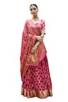 Shop_SUTI KAPDA_Pink Banarasi Silk Sweetheart Woven Lehenga Set _Online_at_Aza_Fashions