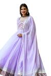 Buy_Suti Kapda_Purple Taffeta Zari, Gota Patti V-neck Woven Thread Anarkali With Dupatta_Online_at_Aza_Fashions