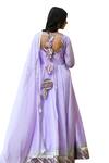 Suti Kapda_Purple Taffeta Zari, Gota Patti V-neck Woven Thread Anarkali With Dupatta_Online