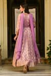 Shop_SUTI KAPDA_Purple Banarasi Silk Woven Round Anarkali Pant Set _at_Aza_Fashions