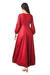 Buy_SUTI KAPDA_Maroon Rayon Embroidered Thread V Neck Chikankari Gown 