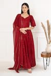 Buy_SUTI KAPDA_Maroon Rayon Embroidered Thread Sweetheart Sequin And Anarkali With Dupatta _at_Aza_Fashions