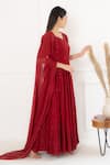 Shop_SUTI KAPDA_Maroon Rayon Embroidered Thread Sweetheart Sequin And Anarkali With Dupatta _at_Aza_Fashions