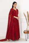 SUTI KAPDA_Maroon Rayon Embroidered Thread Sweetheart Sequin And Anarkali With Dupatta _Online_at_Aza_Fashions