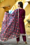 Suti Kapda_Purple Taffeta, Silk, Chiffon Lace, Border Kurta Set With Printed Dupatta _Online_at_Aza_Fashions