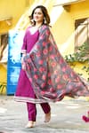 Buy_Suti Kapda_Purple Taffeta, Silk, Chiffon Lace, Border Kurta Set With Printed Dupatta 