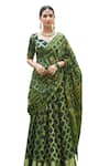 SUTI KAPDA_Green Banarasi Silk Woven Paisley Sweetheart Checkered Lehenga Set _Online_at_Aza_Fashions