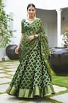 Buy_SUTI KAPDA_Green Banarasi Silk Woven Paisley Sweetheart Checkered Lehenga Set _Online_at_Aza_Fashions