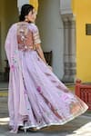 Shop_Suti Kapda_Pink Saataan Silk Handpainted Floral Sweetheart Lehenga Set _at_Aza_Fashions