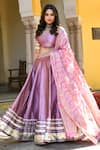 Shop_SUTI KAPDA_Pink Taffeta Silk Embellished Lace Square Border Lehenga Set _at_Aza_Fashions