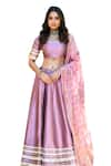 Buy_SUTI KAPDA_Pink Taffeta Silk Embellished Lace Square Border Lehenga Set _Online_at_Aza_Fashions