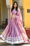 Shop_SUTI KAPDA_Pink Taffeta Silk Embellished Lace Square Border Lehenga Set _Online_at_Aza_Fashions