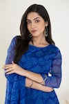 Buy_SUTI KAPDA_Blue Chiffon Hand Embroidered Gota Round Hem Anarkali Set _Online_at_Aza_Fashions