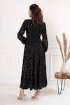 Shop_Suti Kapda_Black Rayon Hand Embroidered Sequin V Neck Detailed Dress _at_Aza_Fashions