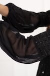 Shop_Suti Kapda_Black Rayon Hand Embroidered Sequin V Neck Detailed Dress _Online_at_Aza_Fashions