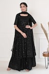 Buy_SUTI KAPDA_Black Rayon Hand Embroidered Sequin Round Detailed Sharara Set _at_Aza_Fashions