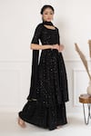 SUTI KAPDA_Black Rayon Hand Embroidered Sequin Round Detailed Sharara Set _Online_at_Aza_Fashions