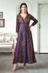 Buy_SUTI KAPDA_Black Madras Silk Hand Embroidered Bandhani V Neck Pattern Dress _at_Aza_Fashions