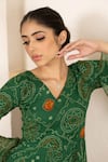 Buy_SUTI KAPDA_Green Chiffon Hand Embroidered Bandhani V Neck Pattern Gown _Online_at_Aza_Fashions