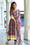 Buy_Suti Kapda_Blue Chanderi Gota Patti, Embroidery Collared Floral Pattern Anarkali Set _at_Aza_Fashions