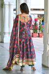Shop_Suti Kapda_Blue Chanderi Gota Patti, Embroidery Collared Floral Pattern Anarkali Set _at_Aza_Fashions