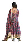 Suti Kapda_Blue Chanderi Gota Patti, Embroidery Collared Floral Pattern Anarkali Set _Online_at_Aza_Fashions