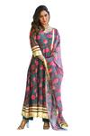 Buy_Suti Kapda_Blue Chanderi Gota Patti, Embroidery Collared Floral Pattern Anarkali Set _Online_at_Aza_Fashions