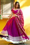 Buy_SUTI KAPDA_Purple Taffeta Silk Hand Embroidered Gota Detailed Sleeve Blouse Lehenga Set _at_Aza_Fashions