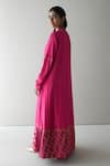 Shorshe Clothing_Pink Silk Embroidered Zardozi V Neck Noor Anarkali _at_Aza_Fashions