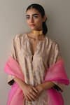 Shorshe Clothing_Pink Organza Lace Trim Detailed Ombre Dupatta _Online_at_Aza_Fashions