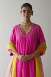 Shorshe Clothing_Pink Kurta Pure Silk Embroidery Zardozi Scallop V Neck And Salwar Set _at_Aza_Fashions