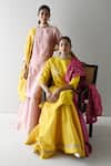 Shorshe Clothing_Pink Handloom Tissue Embroidery Zardozi Round Floral Kurta And Skirt Set _Online_at_Aza_Fashions